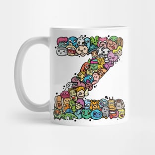 Alphabet Monster Doodle Letter Z Monogram copy Mug